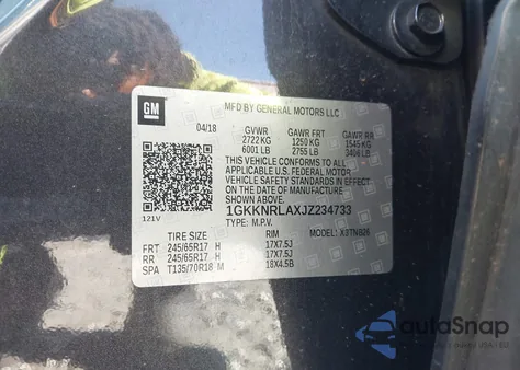 2018 GMC Acadia Sle-1 from USA, damaged, VIN 1GKKNRLAXJZ234733